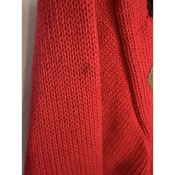 VTG Berek By Takako Sakon Red Equestrian Long Sleeve Horse Cardigan FLAWS Sz L - Picture 11 of 16
